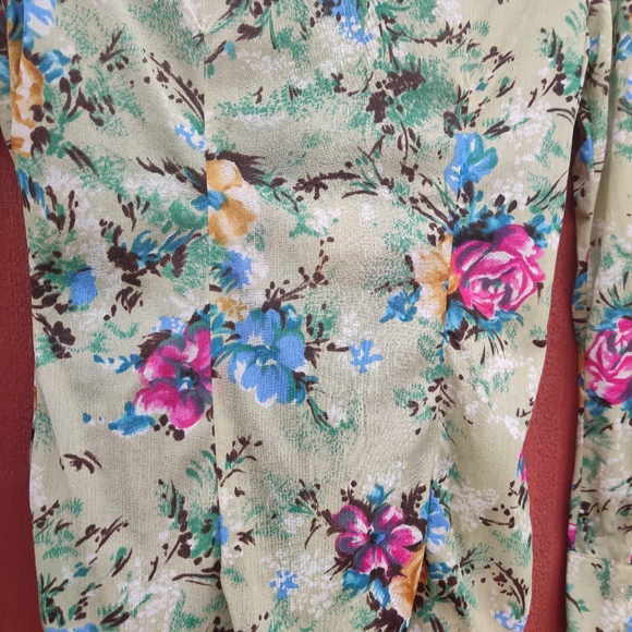 Vintage Trousers Up Floral Button Down Shirt Long Sleeve Sz 9 Small - Picture 8 of 9